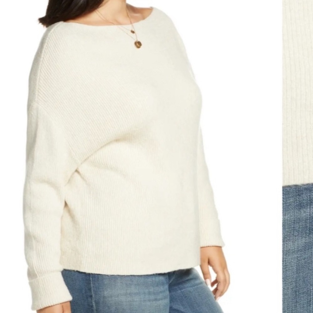 Treasure & Bond Plus Size 3X Off the Shoulder Pullover Sweater Ivory - Picture 5 of 5